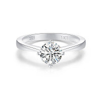wholesale 18k Gold Plated Silver Classic Four-Prong Moissanite Diamond Tester Pass 05-1 Carat Women's Engagement Ring-0.5 carat  size 11 (US size 5)