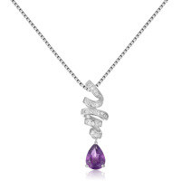 wholesale 925 Silver New Design Jewelry Amethyst Gemstone Pendant French Romantic Natural Colored Gemstone Necklace Pendant-Green Agate>925 Silver