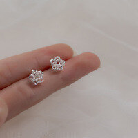 wholesale S925 Sterling Silver Stud Earrings Hollow Wire-Wrapped Geometric Square Circle Heart Star Sweet Skein Earrings G9419-S925 Silver Earrings Heart Shape 925 Silver