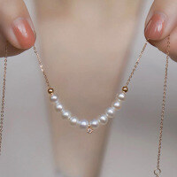 wholesale S925 Sterling Silver Red Elk Pearl Necklace for Women, Luxurious and Fashionable Socialite High-End Sense Banquet Exquisite Pendant Collarbone Chain-BX0191-Gold 925 Silver