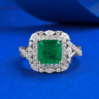 wholesale S925 silver ring, jewelry live stream new style 7*7 emerald simulated diamond ring, hot-selling for foreign trade-R252 Emerald Ring>Size 9