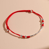 wholesale S925 Sterling Silver Bamboo Knot Small Red Cord Bracelet for Women, Literary and Versatile Design, Gift for Girlfriend or Friend-SL010329 (925 Silver Bamboo Red Rope Bracelet) 925 Silver