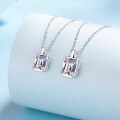 wholesale S925 Sterling Silver Moissanite Women's Necklace, Minimalist Sugar Cube Pendant Square Collarbone Chain, Daily Wear Versatile and Simple-0-2