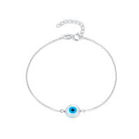 wholesale 925 Sterling Silver Evil Eye Bracelet Light Luxury High-End Inlaid Blue Zircon Chain Cross-Border Europe, America, and Middle East Jewelry-Style 3- Platinum 925 Silver