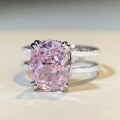 wholesale S925 Sterling Silver Ring for Women with Cherry Pink Diamond and High-End Icy Cut Zirconia, TikTok Live Hot Seller-0-1