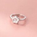 wholesale S925 Sterling Silver Fresh and Sweet Ins-Style Niche Design Diamond-Inlaid Brushed Five-Petal Flower Ring R02826-0-2