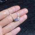 S925 Sterling Silver Moissanite Waterdrop Doublet Round Necklace-0-1