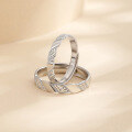 wholesale S925 Sterling Silver Niche Design Rhombus Love Couple Rings, Light Luxury Ice Cube Matching Bands with Engraving, Adjustable Open Ring-0-2
