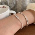 wholesale S925 Sterling Silver Korean Version Round Beaded Bracelet for Women, Small, Creative, Minimalist, Delicate, Trendy Hand Jewelry-0-0