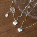 wholesale 925 Sterling Silver Trendy Ins Style Blogger's Same Small Fashionable Love Heart Wire Drawing Beaded Necklace Y01519-0-0