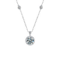 S925 Sterling Silver Moissanite Starry Sugar Chain Necklace-Necklace (white gold)  1-carat moissanite