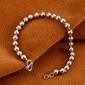wholesale 990 Sterling Silver Maker's Plain Buddha Bead Bracelet for Men, Fashion Minimalist Beaded Chain Round Bead Bracelet Anklet-0-1