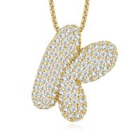 925 Silver Gold-Plated Letter Pendant Choker Necklace for Women-The letter K