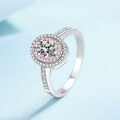 wholesale S925 Sterling Silver 1-Carat Moissanite Ring with Micro-Set Pink Zircon, Sweet and Girly Heart Ring Available-0-1