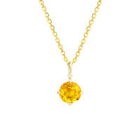 wholesale 9K Gold New Simple and Fashionable Citrine Pendant Necklace for Women, Light Luxury-Simple and stylish topaz pendant 9K