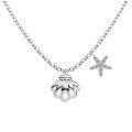 wholesale 925 Sterling Silver Starfish Shell Pendant Necklace for Women, Sweet Summer Fashion Cute Collarbone Chain-0-6