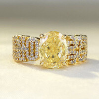 wholesale S925 Silver Zhuo Zhifan Simulated Diamond Wealth and Fortune Ring 7*9 Money-Attracting Yellow Diamond Ring, Available for Dropshipping-R944 Yellow Diamond Fortune Ring Size 6