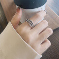 wholesale S925 Silver Retro Vintage Chain Twist Three-Layer Minimalist Design Creative Versatile Open Ring-0-3