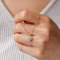 14K Gold Plated 925 Sterling Silver Moissanite Four-Prong Pendant Necklace-0-1