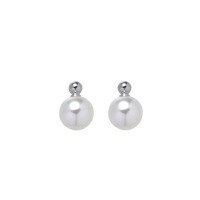 wholesale S925 Sterling Silver Ins Style Blogger Same Small Minimalist Advanced Silver Bead Single Diamond Pearl Earrings M06101-S925 Silver Silver Pearl Beads 925 Silver