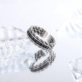 wholesale Metal material: S925 silver Vintage distressed woven twist ring for women, open-ended, bohemian style-0-1
