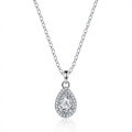 S925 Sterling Silver Cross Pendant Moissanite Teardrop Pendant Necklace-0-4