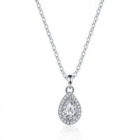 S925 Sterling Silver Cross Pendant Moissanite Teardrop Pendant Necklace-1 carat (set with moissanite)  925 silver