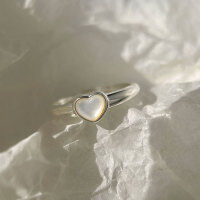 wholesale S925 Sterling Silver Fresh Sweet Ins Style Niche Design Exquisite Shell Love Ring R02398-S925 silver ring Adjustable opening