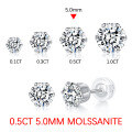 wholesale S925 Sterling Silver Moissanite Stud Earrings Simple Six-Prong Single Stone Earrings for Women Versatile Elegant Moissanite Earrings Hypoallergenic Ear Jewelry-0-7