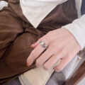 wholesale S925 Sterling Silver Retro Geometric Interlocking Ring Simple Fashion Minimalist Design Versatile Index Finger Ring-0-2