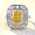 wholesale S925 silver, Zhuo Zhifang new rectangular yellow diamond ice-cut 8*10mm high-carbon diamond versatile ring for women-0-0