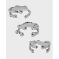 wholesale S925 sterling silver 663-665 Korean version ins niche design minimalist irregular textured open ring for women-HJZ663 [No. 9/Adjustable]  Adjustable opening