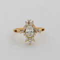 wholesale S925 Silver Plated with 14K Gold, Japanese Fashion Light Luxury Style White Zircon Ring-0-0