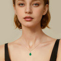 S925 Sterling Silver Emerald-Cut Drop Necklace, Wholesale Supplier-0-0
