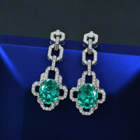 wholesale 925 Silver New 35ct Oval 9*11 Synthetic Paraiba Earrings Luxury High-end Earrings by Shipei Jewelry-Paraiba Green 9*11 [E-1863] Main Stone 9*11