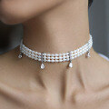 wholesale 925 Sterling Silver Pearl Necklace Three-Layer Freshwater Pearl Choker Ins Style Wedding Banquet Jewelry-0-0