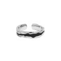 wholesale S925 Sterling Silver Open-Ended Ring for Women, Korean Version Ins Minimalist Irregular Drip Glaze Textured Design-0-6