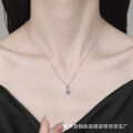 S925 Sterling Silver Moissanite Classic Six-Prong Double Diamond Pendant Necklace-0-2