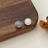 wholesale Metal Material: S999 Sterling Silver, Pattern: Auspicious and Prosperous, Round Bead Accessory for DIY Bracelet Stringing, Loose Bead Pendant, Versatile-Type B - distressed