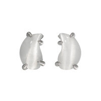 wholesale S925 Sterling Silver 730 New Chinese Style Niche Design Yin-Yang Teardrop Black Onyx Cat's Eye Earrings Unisex-Platinum [Cat's Eye] 925 Silver