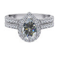 wholesale S925 Sterling Silver 15ct Pear-Shaped Moissanite Ring Set for Women High-End Stackable Rings Jewelry for Men-0-19