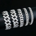 wholesale Full Size Cross-Border Hot Selling Sterling Silver Plated Moissanite Hip Hop 8/10/12/14/16mm Ultra Sparkly Cuban Chain Bracelet-0-1