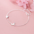 wholesale S925 Silver Women's Japanese Korean Style Small Fresh Cute Brushed Butterfly Girly Hand Accessory S3482-0-2