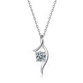 Sterling Silver Pendant with 1-Carat Moissanite Necklace, Women's Fashion Classic-0-3