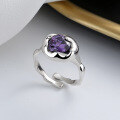 wholesale S925 Sterling Silver Light Lavender Love Zircon Inlaid Minimalist Ins Trendy Ring for Women-0-2