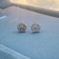wholesale S925 sterling silver minimalist and elegant snowflake crystal diamond stud earrings, sweet and unique small trendy birthday gift-0-2