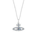 925 Sterling Silver Saturn Necklace, New Sweet Niche Luxury Minimalist Design, Sweet & Cool Style Ins Choker with Moissanite-0-3