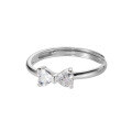wholesale Sterling Silver S925 Women's Korean Style Simple Sweet Diamond Inlaid Bow Minimalist Fresh youthful Heart Ring Jewelry J5589-0-4