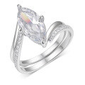 wholesale S925 Silver Marquise Moissanite Ring Stackable Set Curved Shank Gemstone Accented Gold Tone Light Luxury Fashion Women's Bestseller-0-6