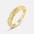 wholesale S925 silver gold-plated retro national trend Moebius half-diamond brushed ring for women, twisted shank index finger ring, fashionable and versatile-0-1